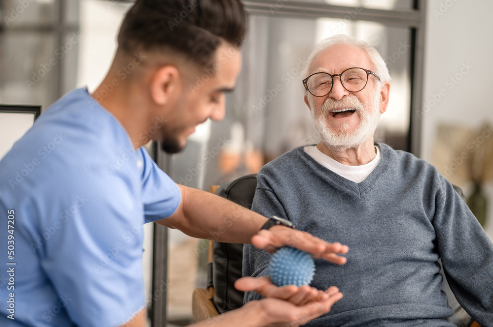 Assisting Senior with physical therapy