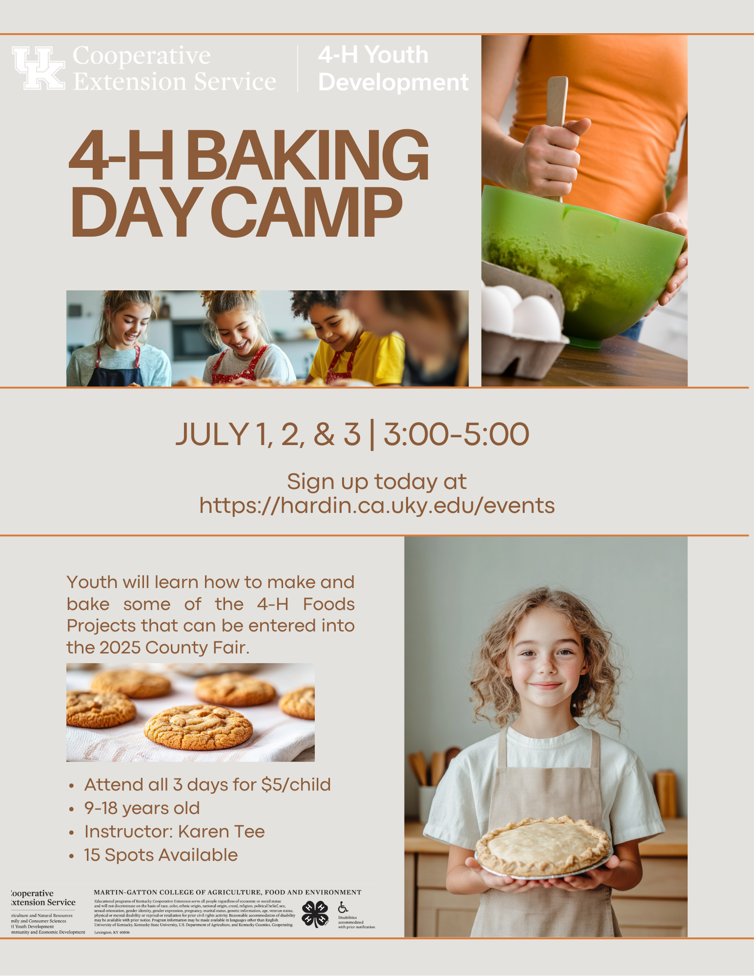 baking day camp flyer