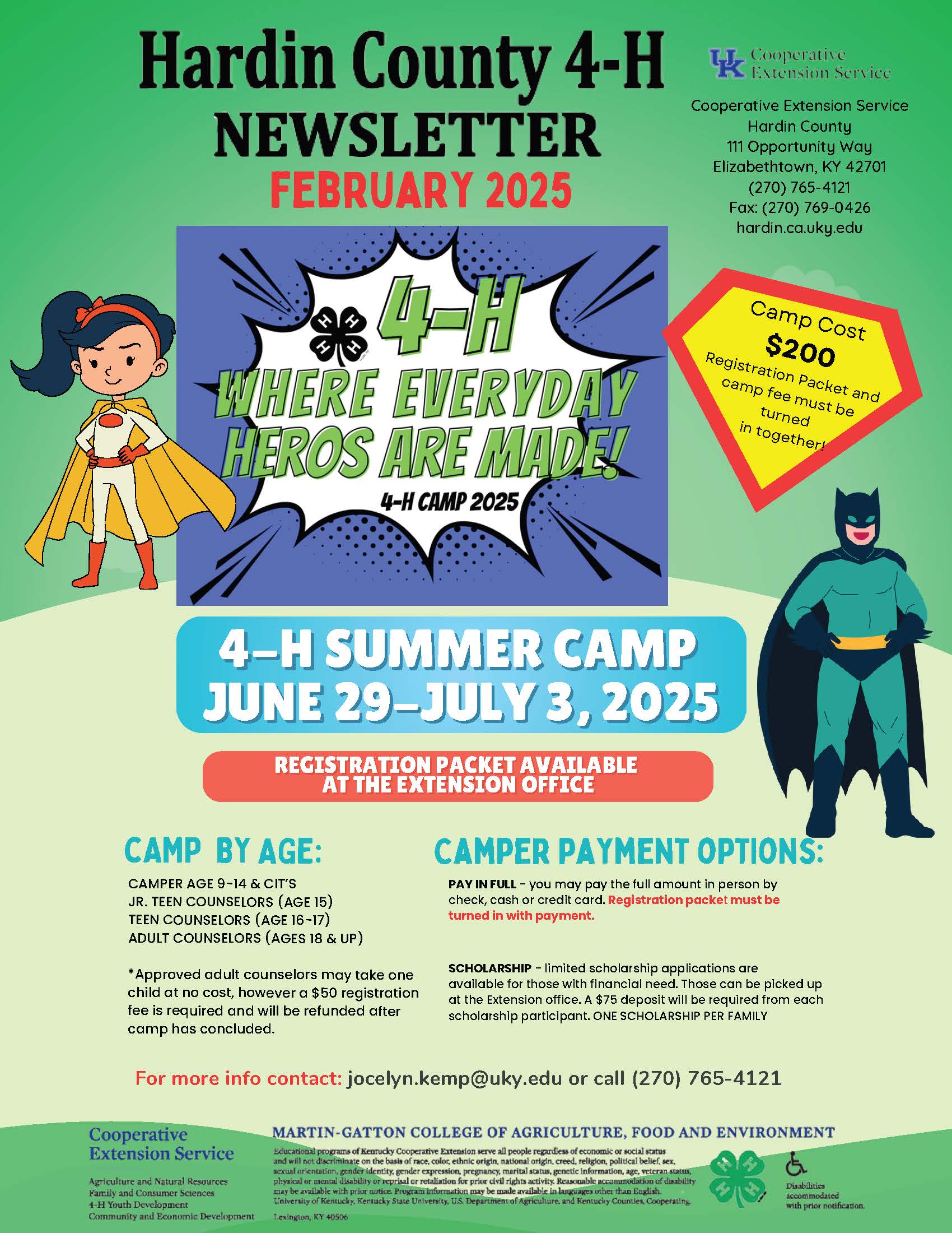 Hardin County 4-H Summer Camp Information